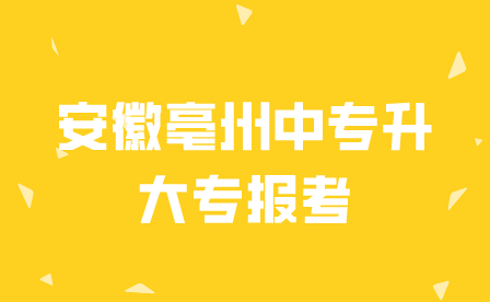 安徽亳州中專升大專怎么報考?