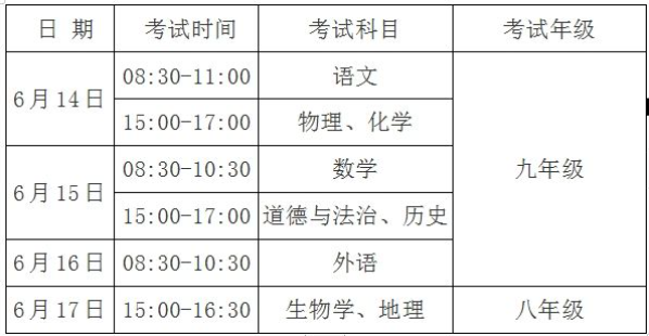 安徽蕪湖2024年中考時間