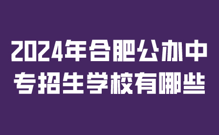 2024年合肥公辦中專招生學(xué)校有哪些?