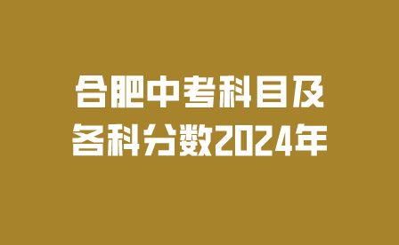 合肥中考科目及各科分數2024年是多少?