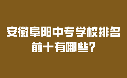 安徽阜陽中專學(xué)校排名前十