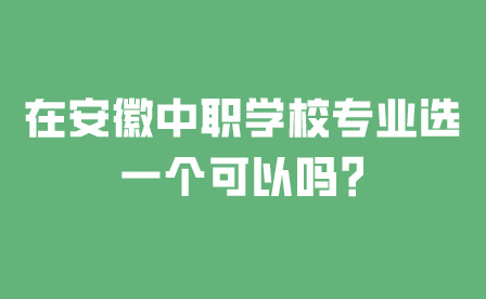 在安徽中職學校專業選一個可以嗎?