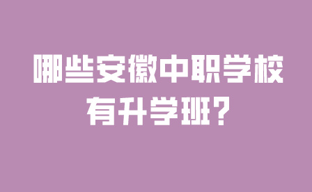 哪些安徽中職學校有升學班?