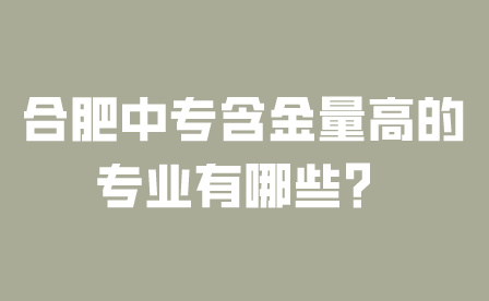 合肥中專含金量高的專業有哪些?