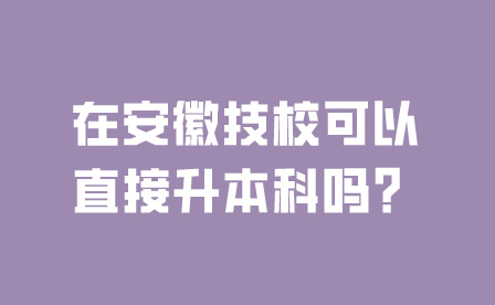 在安徽技校可以直接升本科嗎？
