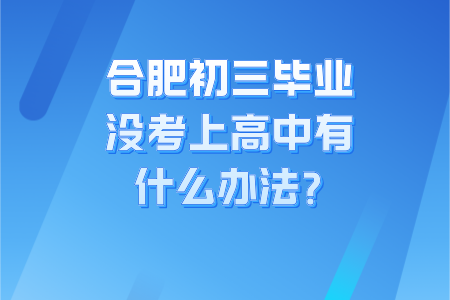合肥初三畢業沒考上高中有什么辦法?