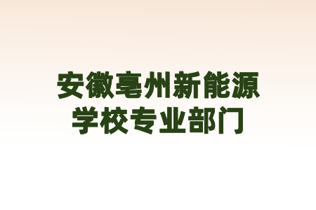 安徽亳州新能源學校專業部門