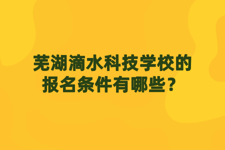蕪湖滴水科技學校的報名條件有哪些？